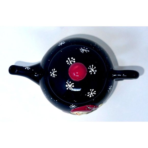 Wongs Ceramic Teapot For One Navy Snowman Snowflakes Pine Trees 3 Pc 20 oz 2006 - Picture 4 of 14